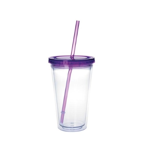 18 oz Clear Tumbler with Colored Lid