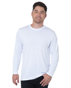 BAYSIDE MADE IN USA UNISEX LONG SLEEVE PERFORMANCE POLY CREW