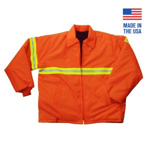 Style 8019 · Polyester, Fluorescent Orange, Fingertip Length Jacket with 3M™ Scotchlite™ Reflective Material