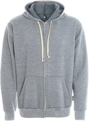 Ethica Attraction _ Heather grey Unisex hooded full zip sweater_Chandail capuchon et fermeture eclair unisexe Gris_Style 517