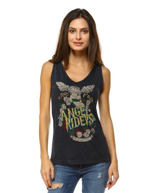 V-neck Angel Riders Mineral Washed Tank