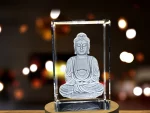 3D Crystal Buddha Statue with LED Light - Tranquil Illuminated Decor