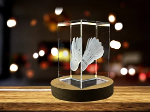 3D Engraved Badminton Crystal Keepsake – Illuminate Your Space with Art1