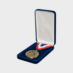 Blue Velvet Box for Medal on Neck Ribbon